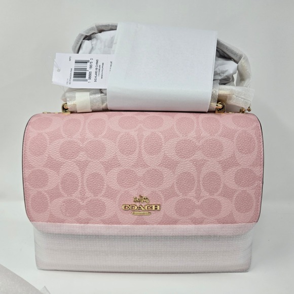 Coach Handbags - Coach Klare Crossbody Bag Sm Powder Pink New Signature Canvas Gold Chain CEL11